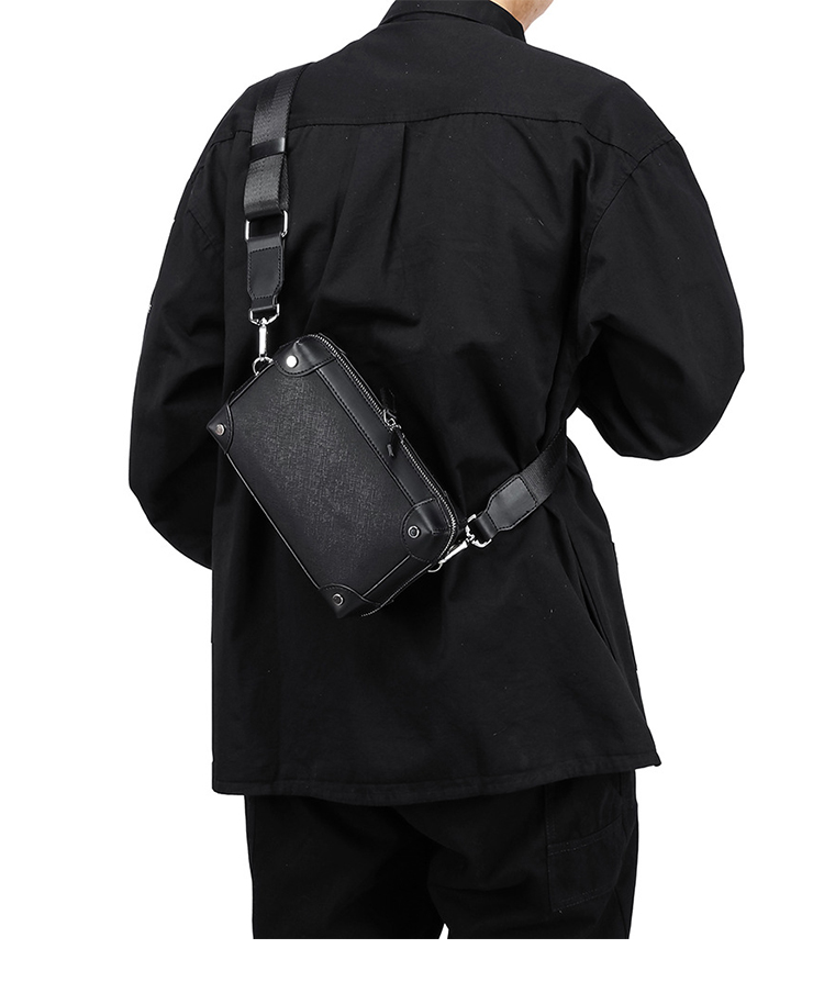 Whatna ショルダーバッグメンズ ボディバッグ ダブルファスナー 着脱式ショルダーストラップ カードポケット×4 iPad mini収納可 厚手PUレザー通勤 通学 ビジネス 冠婚葬祭-11