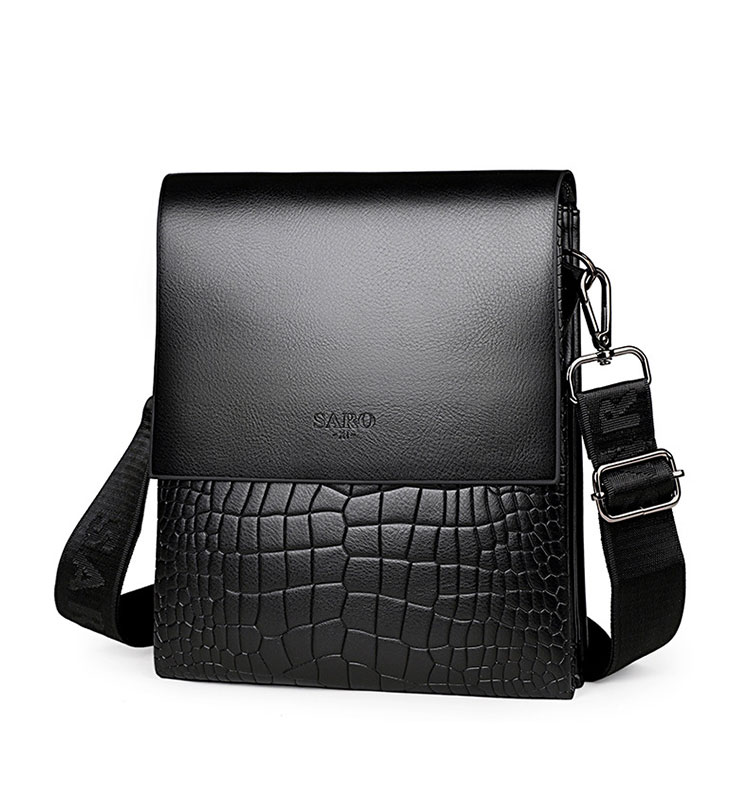 Whatna ショルダーバッグ メンズ 斜めがけボディバッグ 胸バッグ PUレザー 大容量 3室の仕切り多収納ポケット 通勤 通学 旅行-1