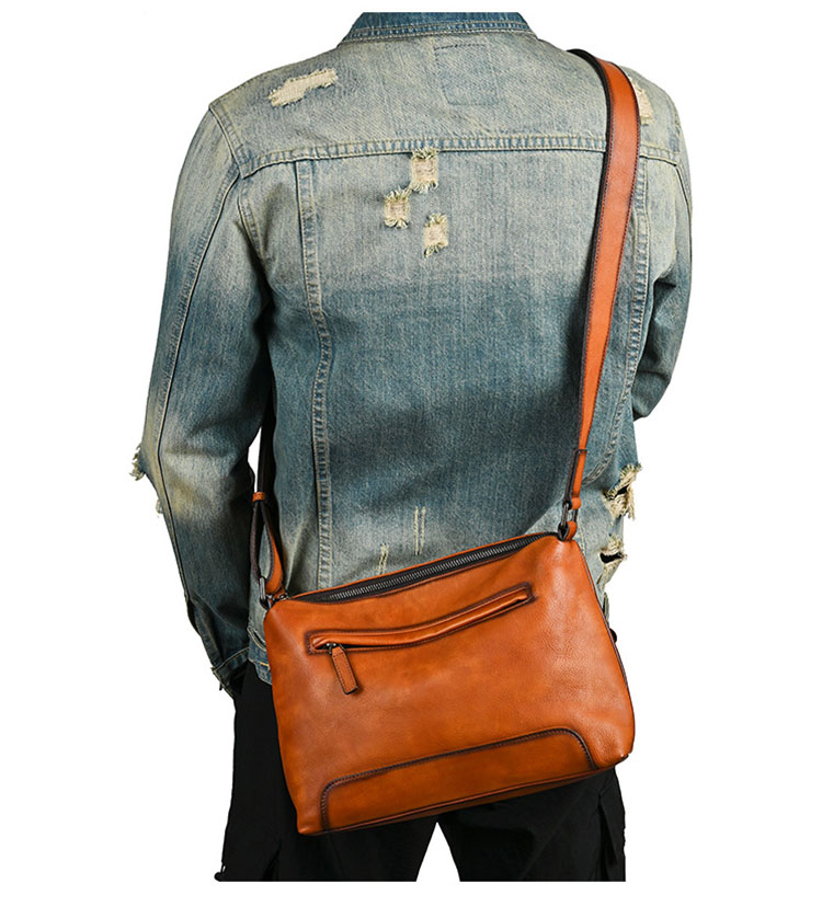 Whatna アンティーク風合い鞣し天 然 牛革ワンショルダー メンズ 斜めがけボディバッグ メッセンジャーバッグ大さめA4 ipad 10.5収納可 横 型 通勤 通学 結婚式 ビジネス フォーマル 冠婚葬祭 自転車 かばん13810-8