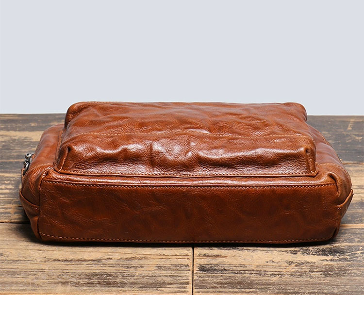 Whatna アンティーク風合い鞣し天 然 牛革ワンショルダー メンズ 斜めがけボディバッグ メッセンジャーバッグ大さめA4 ipad 10.5収納可 ダブルファスナー 通勤 通学 結婚式 ビジネス フォーマル 冠婚葬祭 自転車 かばん30033-4