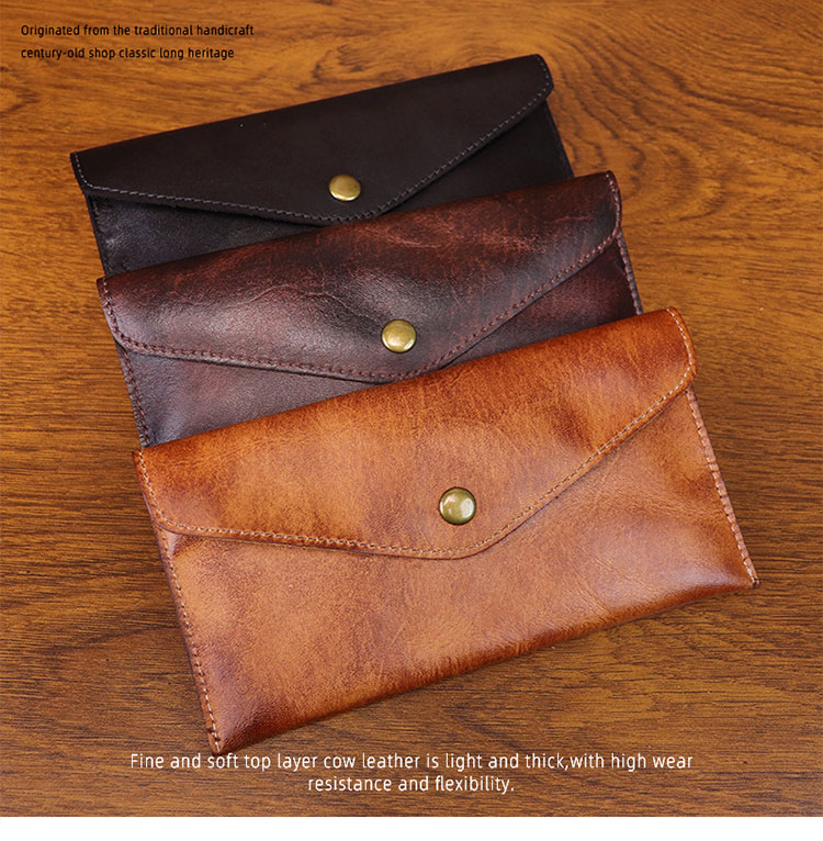 Whatna アンティーク風合い鞣し天 然 牛 革ミニセカンドバッグ メンズ 薄型 長財布小さ 本 革 厚手 レザー 小銭入れ 札入れ 手持ち 結婚式 フォーマル ビジネス 冠婚葬祭 男性用 紳士用 SG653-1