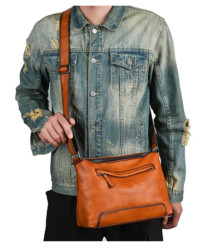 Whatna アンティーク風合い鞣し天 然 牛革ワンショルダー メンズ 斜めがけボディバッグ メッセンジャーバッグ大さめA4 ipad 10.5収納可 横 型 通勤 通学 結婚式 ビジネス フォーマル 冠婚葬祭 自転車 かばん13810-9