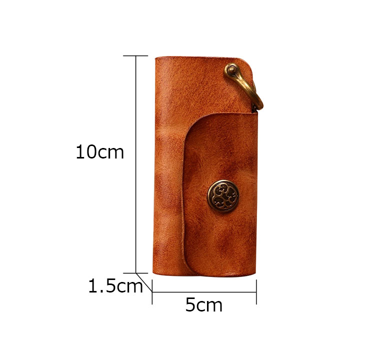 Whatna アンティーク風合い鞣し天 然 牛 革 キーケース 本革 メンズ レディース スマートキーケース カラビナ付き 車キーケース 厚手レザー コンパクト 4色展開 SG172-1