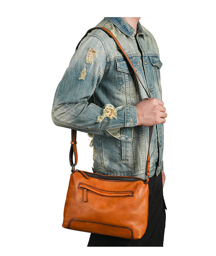 Whatna アンティーク風合い鞣し天 然 牛革ワンショルダー メンズ 斜めがけボディバッグ メッセンジャーバッグ大さめA4 ipad 10.5収納可 横 型 通勤 通学 結婚式 ビジネス フォーマル 冠婚葬祭 自転車 かばん13810-7