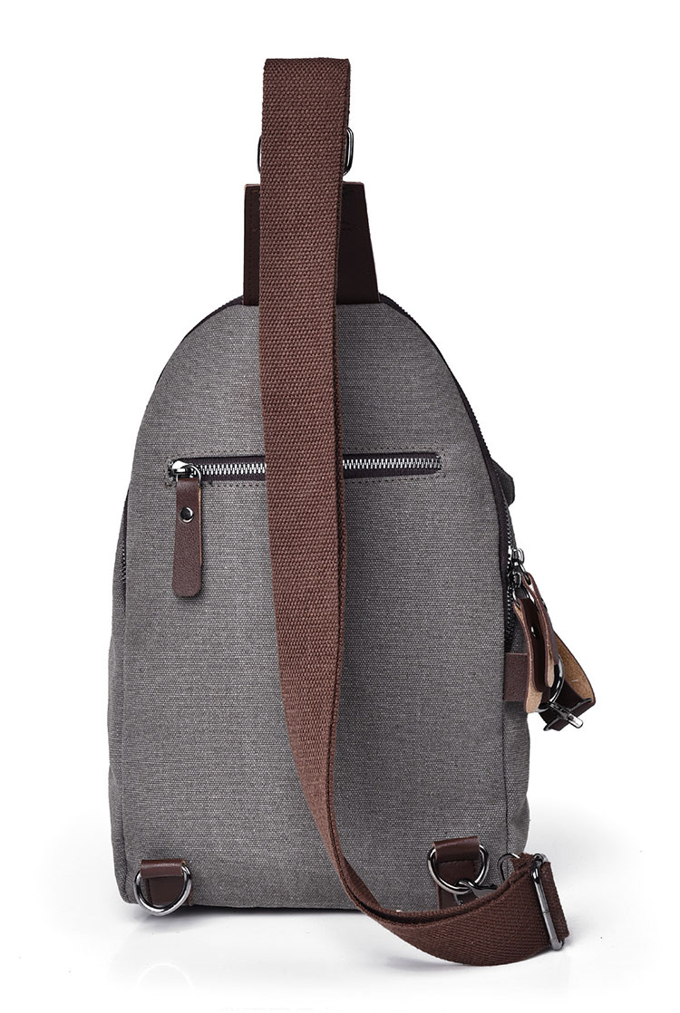 Whatna 帆布 斜めがけ ボディバッグ ワンショルダー メンズ 胸バッグ ダブルファスナー厚 手 キャンバス  8030-2