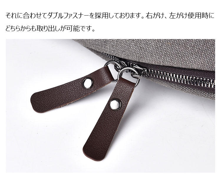 Whatna 帆布 斜めがけ ボディバッグ ワンショルダー メンズ 胸バッグ ダブルファスナー厚 手 キャンバス  8030-7