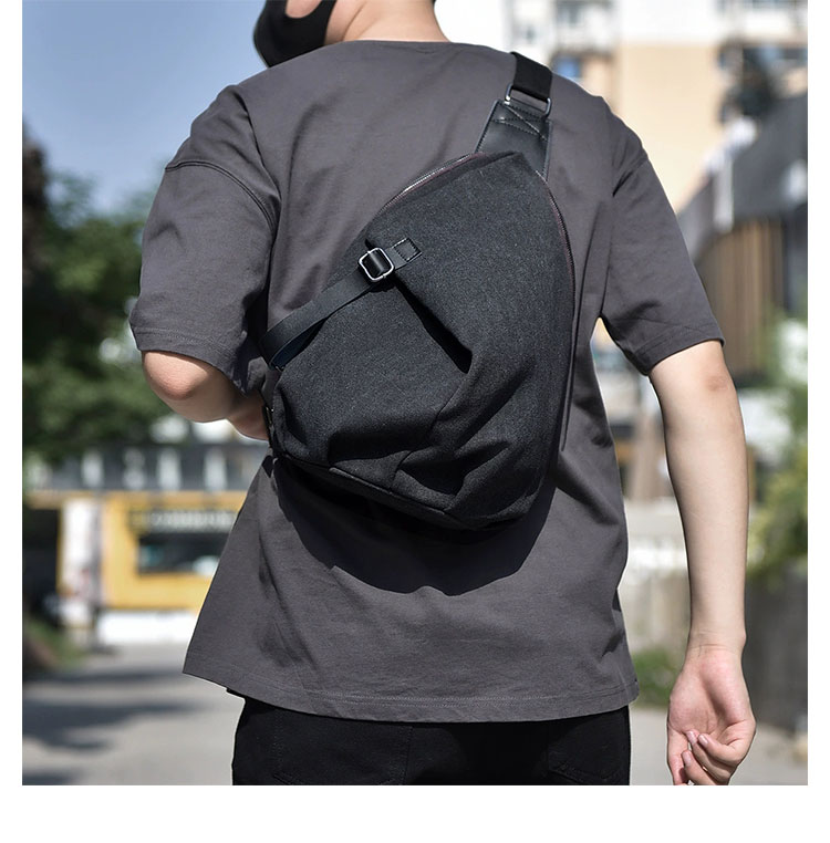 Whatna 帆布 斜めがけ ボディバッグ ワンショルダー メンズ 胸バッグ ダブルファスナー厚 手 キャンバス  8030-9