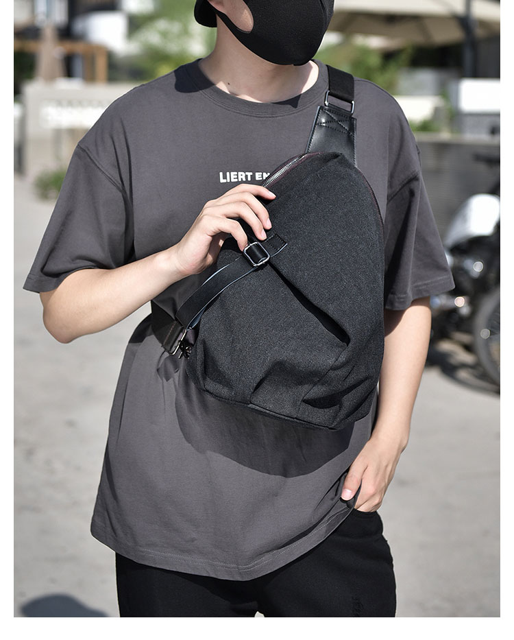 Whatna 帆布 斜めがけ ボディバッグ ワンショルダー メンズ 胸バッグ ダブルファスナー厚 手 キャンバス  8030-12