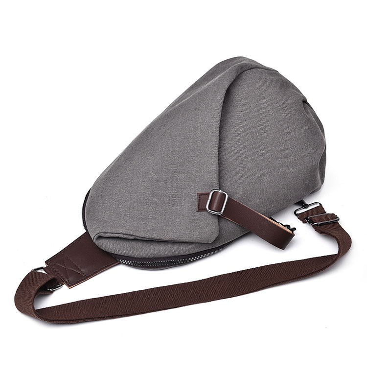 Whatna 帆布 斜めがけ ボディバッグ ワンショルダー メンズ 胸バッグ ダブルファスナー厚 手 キャンバス  8030-3