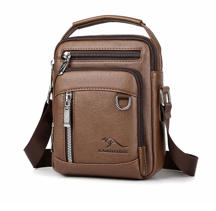 Whatna ショルダーバッグ メンズ 3way 手提げ 斜め掛け ボディバッグ PUレザー 小さめ iPad mini収納可 6ポケット＋4カード入れ付き 軽量 通勤 通学 旅行 A809-2