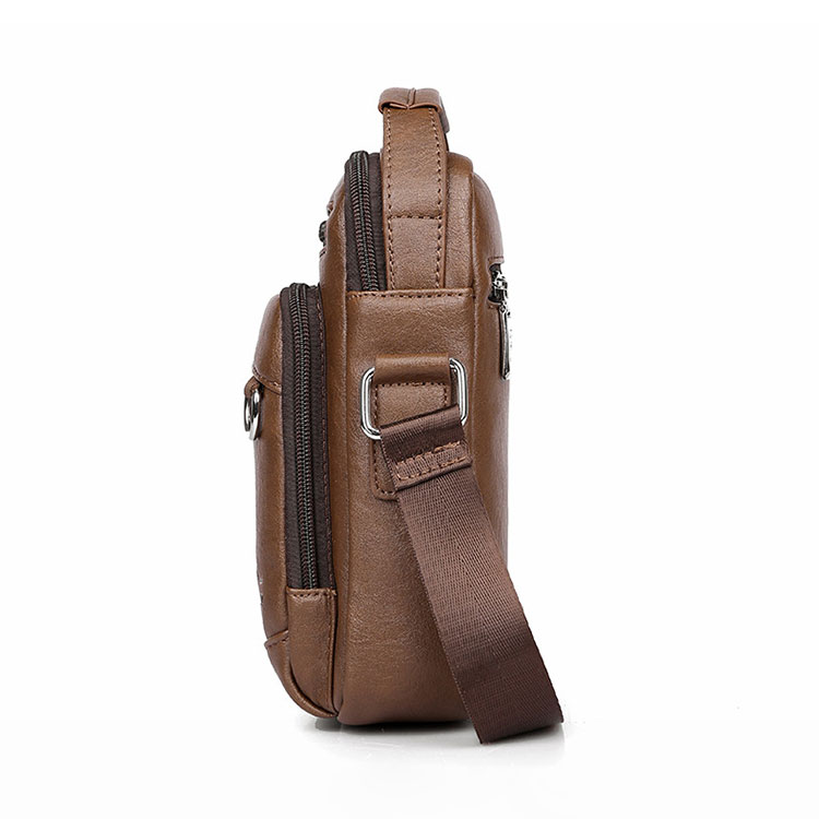 Whatna ショルダーバッグ メンズ 3way 手提げ 斜め掛け ボディバッグ PUレザー 小さめ iPad mini収納可 6ポケット＋4カード入れ付き 軽量 通勤 通学 旅行 A809-3