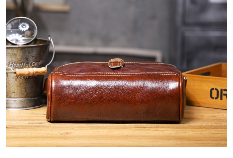 Whatnaアンティーク風合い鞣し天 然牛 革 ショルダーバッグ メンズ 本革 ボディバッグ ワンショルダー 斜め掛け ヴィンテージレザー iPad 9.7インチ収納可 ダブルファスナー 横型 通勤 通学 ビジネス 軽量 旅行 カジュアル おしゃれ 鞄 プレゼントギフト-3