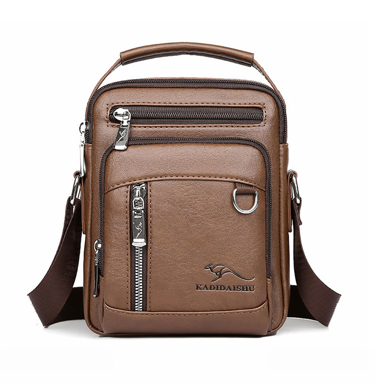 Whatna ショルダーバッグ メンズ 3way 手提げ 斜め掛け ボディバッグ PUレザー 小さめ iPad mini収納可 6ポケット＋4カード入れ付き 軽量 通勤 通学 旅行 A809-1