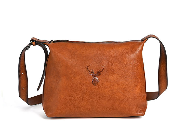 Whatnaアンティーク風合い鞣し天 然 牛革 ショルダーバッグ メンズ  斜め掛けボディ胸バッグA4サイズipad 13収納可 肩掛け 通勤 通学 ビジネスバッグ 小さめメッセンジャーバッグ自転車 かばん男性用 13771-1