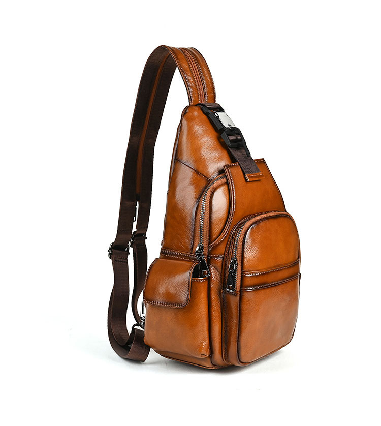 Whatna アンティーク風合い鞣し天 然 牛革 ボディバッグ メンズ 3way ショルダーバッグ リュック 7ポケット 多機能 A4対応 iPad 13インチ収納可  通勤 通学 旅行 ビジネス カジュアル おしゃれ 鞄 プレゼント ギフト-3