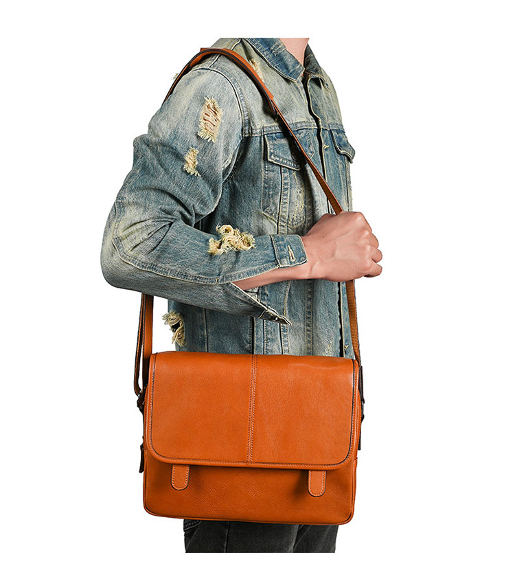 Whatna アンティーク風合い鞣し天 然 牛革 ショルダーバッグ メンズ 斜め掛けボディ胸バッグA4サイズipad 13収納可 2室仕切 肩掛け 通勤 通学 ビジネスバッグ 小さめメッセンジャーバッグ自転車 かばん男性用 17012-9