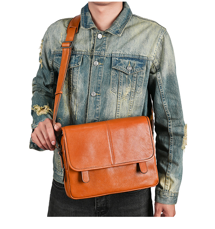 Whatna アンティーク風合い鞣し天 然 牛革 ショルダーバッグ メンズ 斜め掛けボディ胸バッグA4サイズipad 13収納可 2室仕切 肩掛け 通勤 通学 ビジネスバッグ 小さめメッセンジャーバッグ自転車 かばん男性用 17012-11