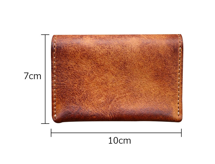 Whatna アンティーク風合い鞣し天 然 牛革 二つ折りミニ財布メンズ 小銭入れ カードケース スリム 薄型 コンパクト ポケット収納可 厚さわずかコイン1枚分 アンティーク風 レトロ 高級感 軽量 ビジネス 通勤 通学 旅行 プレゼント ギフト SG655-1