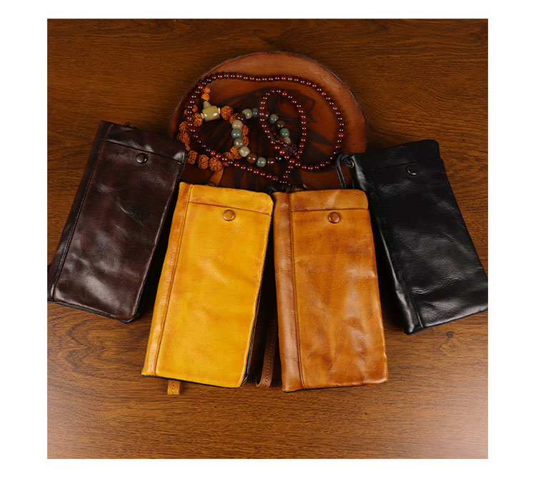 Whatna アンティーク風合い鞣し天 然 牛革 ミニセカンドバッグ メンズ 長財布 3室仕切 小銭入れ 札入れ カード入れ 12枚カード収納 小さめ クラッチ 手持ち バッグ ポーチ 男性用 紳士用 結婚式 冠婚葬祭 SG177-1