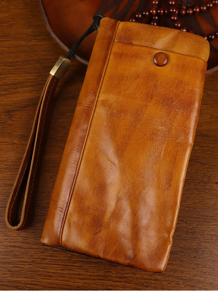 Whatna アンティーク風合い鞣し天 然 牛革 ミニセカンドバッグ メンズ 長財布 3室仕切 小銭入れ 札入れ カード入れ 12枚カード収納 小さめ クラッチ 手持ち バッグ ポーチ 男性用 紳士用 結婚式 冠婚葬祭 SG177-4