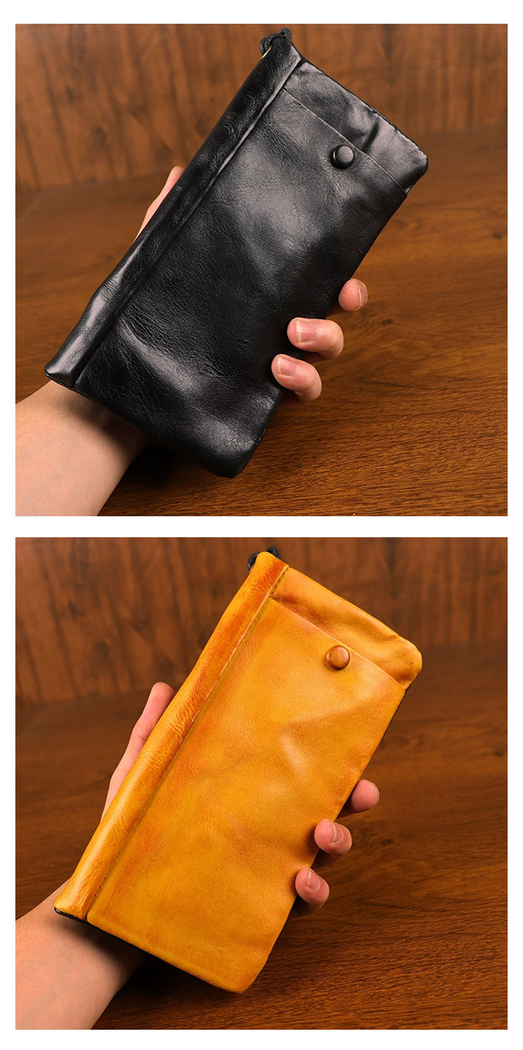 Whatna アンティーク風合い鞣し天 然 牛革 ミニセカンドバッグ メンズ 長財布 3室仕切 小銭入れ 札入れ カード入れ 12枚カード収納 小さめ クラッチ 手持ち バッグ ポーチ 男性用 紳士用 結婚式 冠婚葬祭 SG177-9