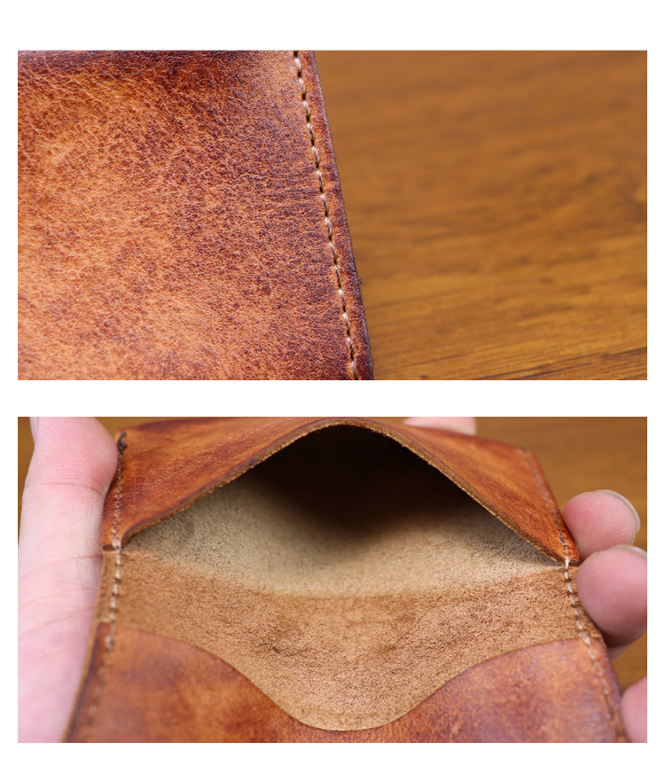 Whatna アンティーク風合い鞣し天 然 牛革 二つ折りミニ財布メンズ 小銭入れ カードケース スリム 薄型 コンパクト ポケット収納可 厚さわずかコイン1枚分 アンティーク風 レトロ 高級感 軽量 ビジネス 通勤 通学 旅行 プレゼント ギフト SG655-6