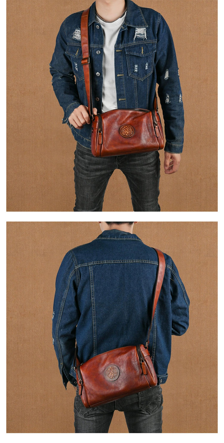 Whatna アンティーク風合い鞣し天 然 牛革 ショルダーバッグ メンズ 斜め掛けボディ胸バッグipad 9.7収納可 肩掛け 通勤 通学 ビジネスバッグ 小さめメッセンジャーバッグ自転車 かばん男性用 2045-9