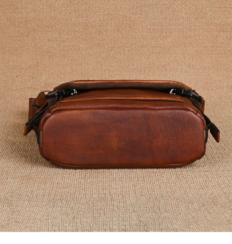 Whatna アンティーク風合い鞣し天 然 牛革 ショルダーバッグ メンズ  斜め掛けボディ胸バッグipad Mini収納可 肩掛け 通勤 通学 ビジネスバッグ 小さめメッセンジャーバッグ自転車 かばん男性用 12030-5