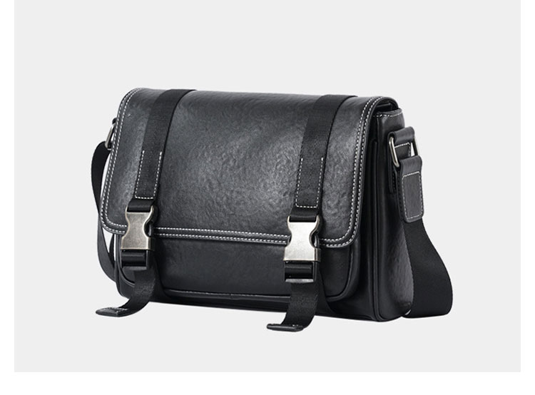 Whatna アンティーク風合い鞣し天 然 牛革 ショルダーバッグ メンズ  斜め掛けボディ胸バッグipad 10.5収納可 肩掛け 通勤 通学 ビジネスバッグ 小さめメッセンジャーバッグ自転車 かばん男性用 ブラック7058-2