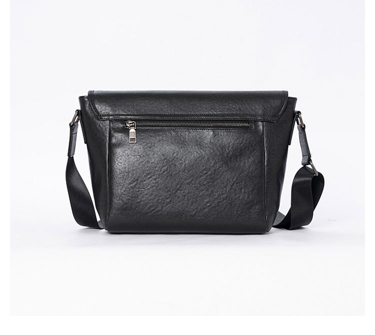 Whatna アンティーク風合い鞣し天 然 牛革 ショルダーバッグ メンズ  斜め掛けボディ胸バッグ13.3センチIpadAir収納可 肩掛け 通勤 通学 ビジネスバッグ 小さめメッセンジャーバッグ自転車 かばん男性用 ブラック7048-3