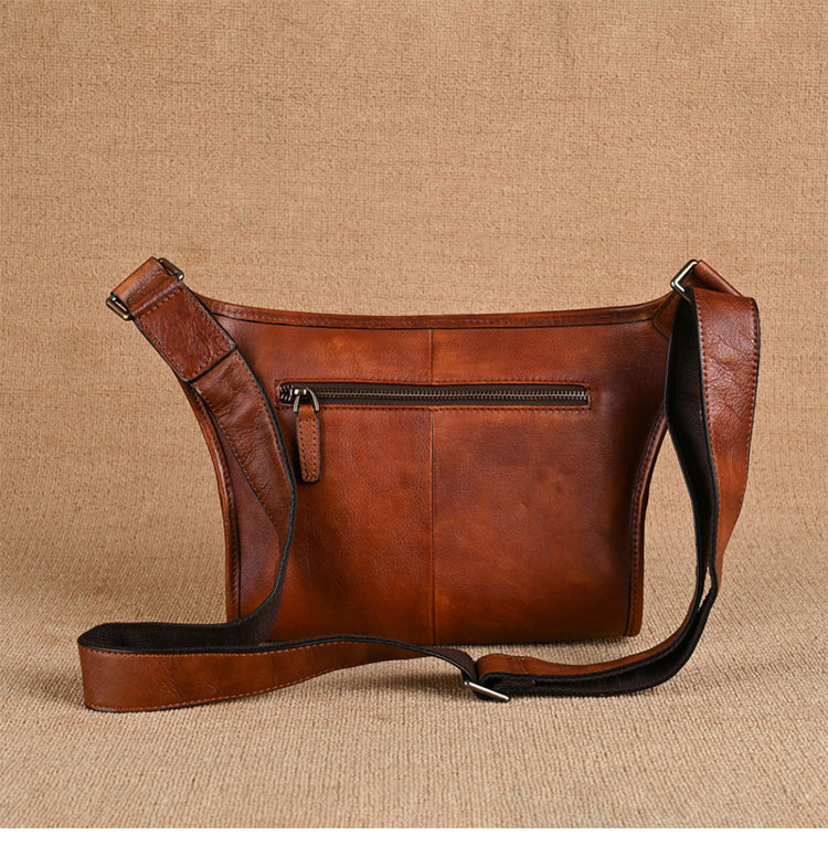 Whatna アンティーク風合い鞣し天 然 牛革 ショルダーバッグ メンズ 斜め掛けボディ胸バッグipad 10.5収納可 肩掛け 通勤 通学 ビジネスバッグ 小さめメッセンジャーバッグ自転車 かばん男性用 ブラウン2029-4