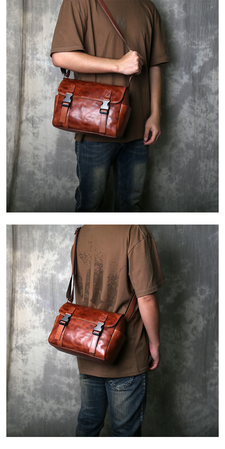 Whatna アンティーク風合い鞣し天 然 牛革 ショルダーバッグ メンズ  斜め掛けボディ胸バッグIpad  9.7収納可 肩掛け 通勤 通学 ビジネスバッグ 小さめメッセンジャーバッグ自転車 かばん男性用 2064-9