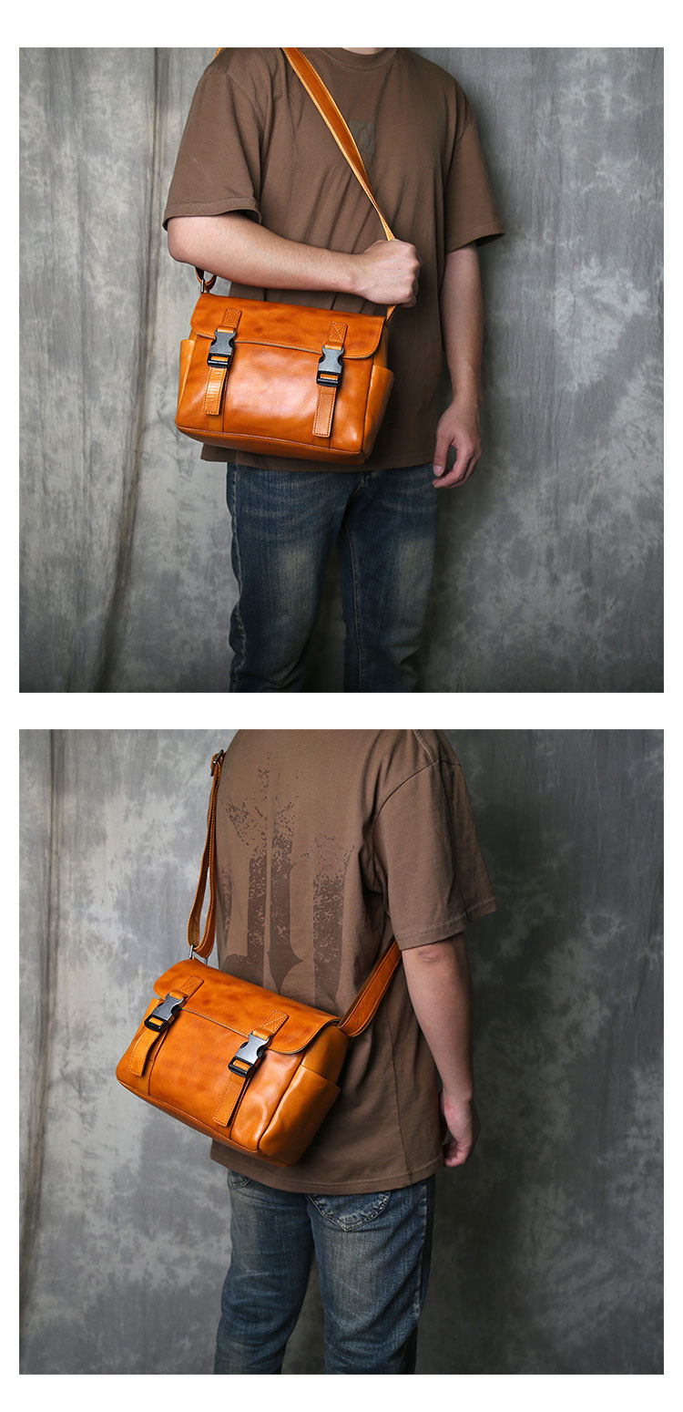 Whatna アンティーク風合い鞣し天 然 牛革 ショルダーバッグ メンズ  斜め掛けボディ胸バッグIpad  9.7収納可 肩掛け 通勤 通学 ビジネスバッグ 小さめメッセンジャーバッグ自転車 かばん男性用 2064-8