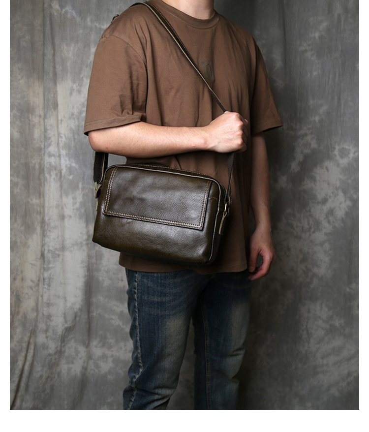 Whatna アンティーク風合い鞣し天 然 牛革 ショルダーバッグ メンズ  斜め掛けボディ胸バッグA4サイズ ipad 10.5収納可 肩掛け 通勤 通学 ビジネスバッグ 小さめメッセンジャーバッグ自転車 かばん男性用 2051-11