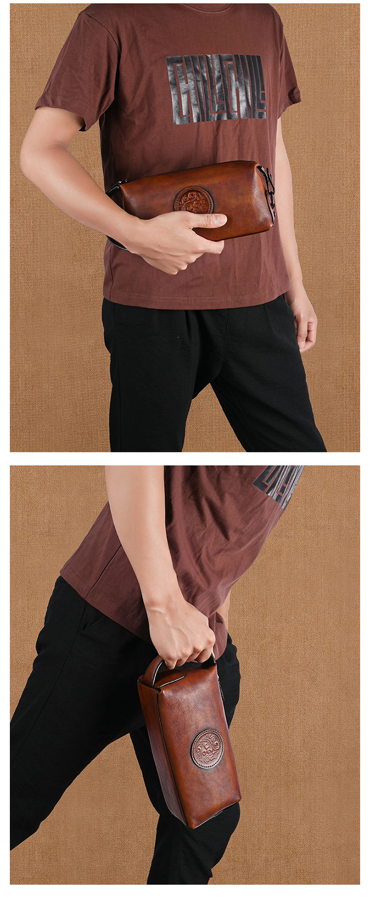 Whatna アンティーク風合い鞣し天 然 牛革2way ミニセカンド バッグ メンズ 手提げ クラッチ 手持ち ハンド バッグ小さ ボックス型  本革 フォーマル 冠婚葬祭 結婚式 紳士用 男性用 黑 ブラウン 2041-6