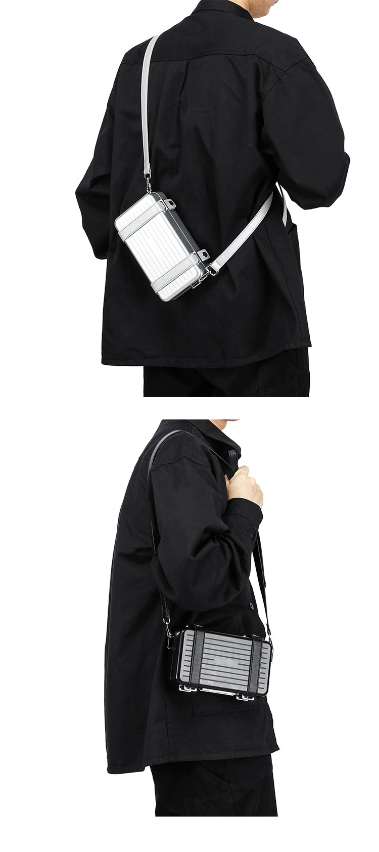 Whatna 3WAY ミニショルダーバッグ メンズ レディース クラッチバッグ 斜め掛け 肩掛け 胸掛け 3室仕切 取り外し可能ストラップ ABS+PC素材 iPad mini対応 軽量 防水 コンパクト 通勤 通学 ビジネス 冠婚葬祭 おしゃれ 男女兼用 ギフト-7