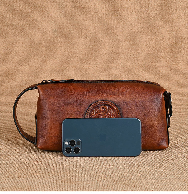 Whatna アンティーク風合い鞣し天 然 牛革2way ミニセカンド バッグ メンズ 手提げ クラッチ 手持ち ハンド バッグ小さ ボックス型  本革 フォーマル 冠婚葬祭 結婚式 紳士用 男性用 黑 ブラウン 2041-2