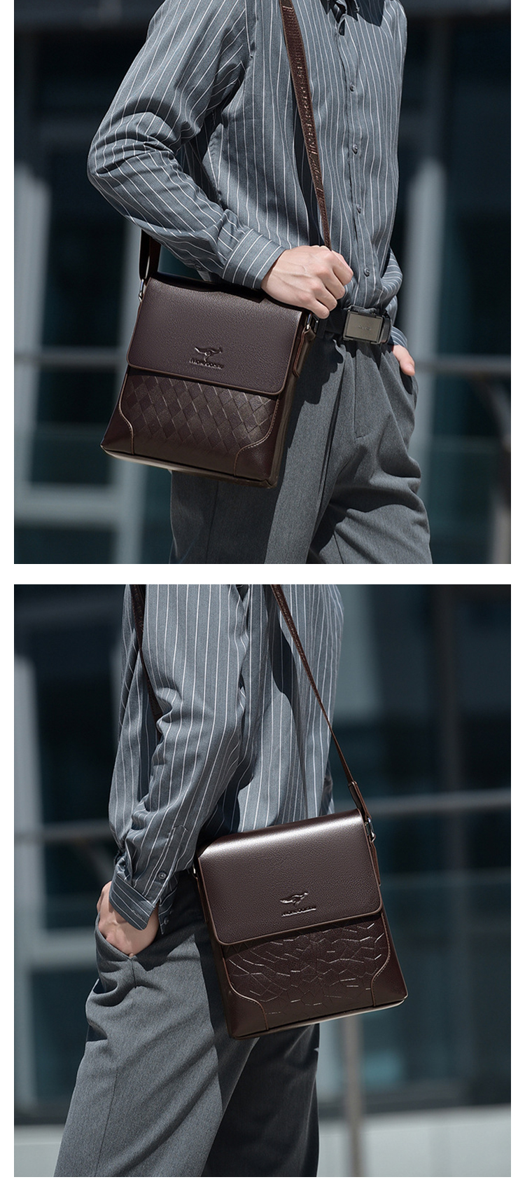 Whatna  ワンショルダーバッグ メンズ胸バッグ 斜め掛け 肩掛け PUレザー iPad 9.7収納可 コンパクト 軽量 ビジネス 通勤 旅行 登山 出張用-11