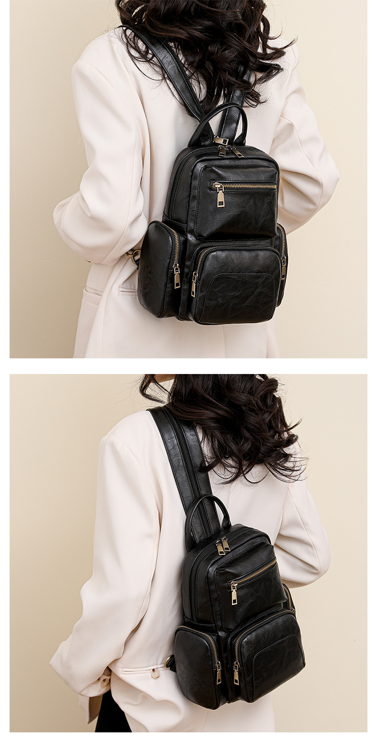 Whatna  ボディバッグ 4way メンズ レディース ショルダーバッグ リュック 手提げ 斜め掛け 胸掛け 8ポケット ダブルファスナー iPad 10.5インチ収納可 PUレザー 合成皮革 大容量 通勤 通学 旅行 ビジネス カジュアル おしゃれ 鞄-10