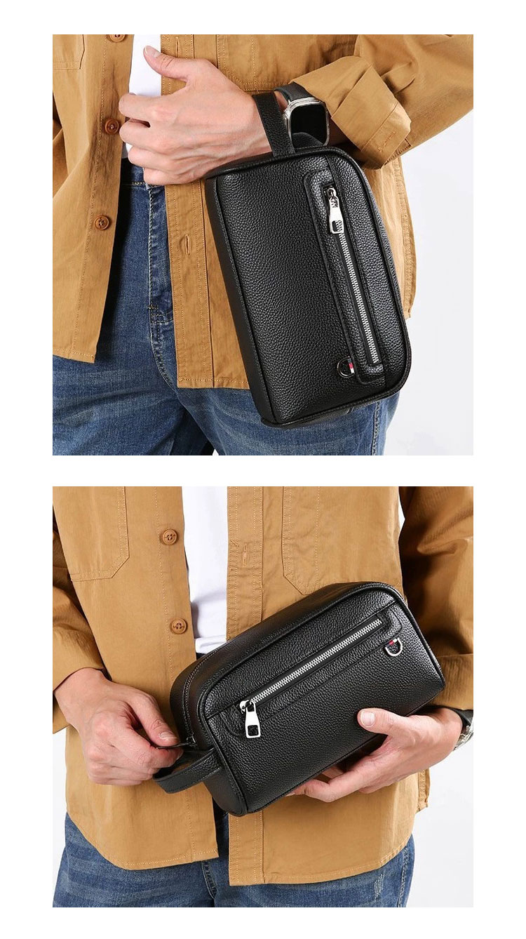 Whatna  セカンドバッグ メンズ  pu レザー ボックス型ハンドバッグ  クラッチ 手持ち 手提げ 化粧 バッグフォーマル 結婚式 葬式 冠婚葬祭 パーティー バッグ-8