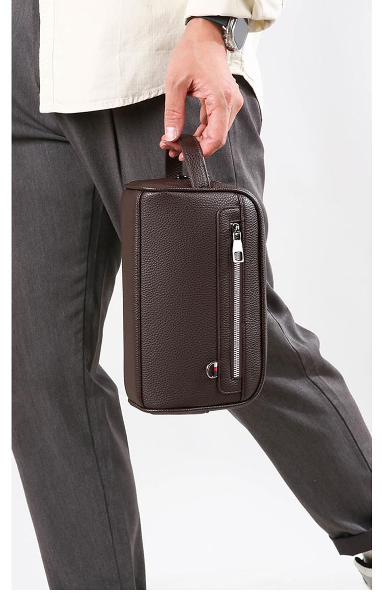 Whatna  セカンドバッグ メンズ  pu レザー ボックス型ハンドバッグ  クラッチ 手持ち 手提げ 化粧 バッグフォーマル 結婚式 葬式 冠婚葬祭 パーティー バッグ-10