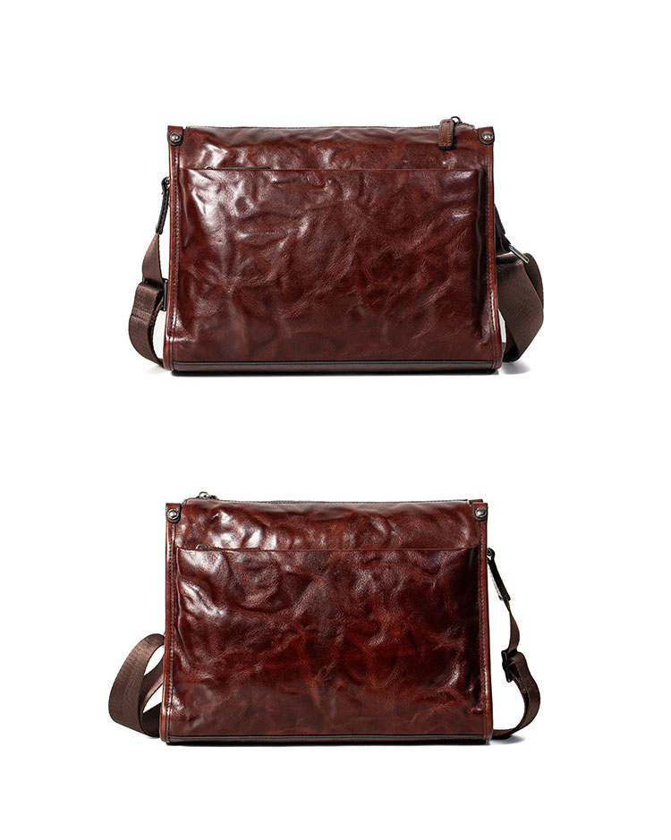 Whatna アンティーク風合い鞣し天 然 牛革 ショルダーバッグ メンズ  斜め掛けボディ胸バッグ A4サイズ収納可 肩掛け ビジネス 通勤 通学  小さめ メッセンジャーバッグ自転車 かばん男性用7768-1-1