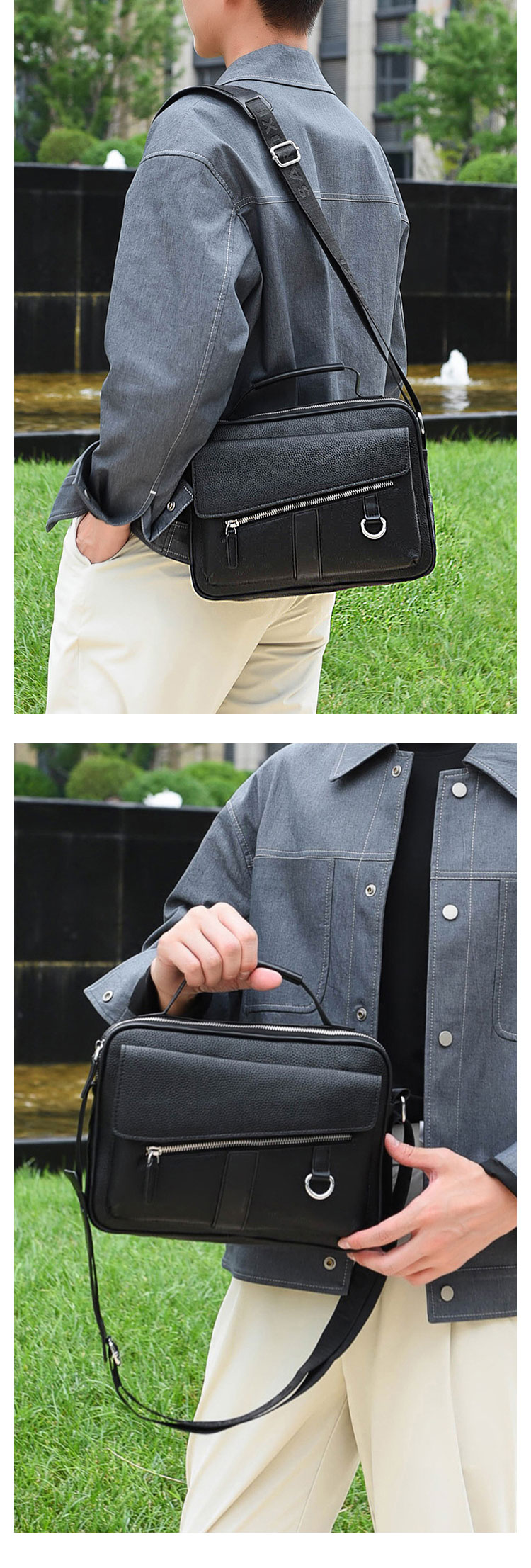 Whatna  ボディバッグ メンズ 3way ショルダーバッグ クラッチ 手持ち 斜め掛け 肩掛け A4対応 iPad 10.5インチ収納可 PUレザー 合成皮革 軽量 薄型 通勤 通学 旅行 ビジネス カジュアル 鞄-10