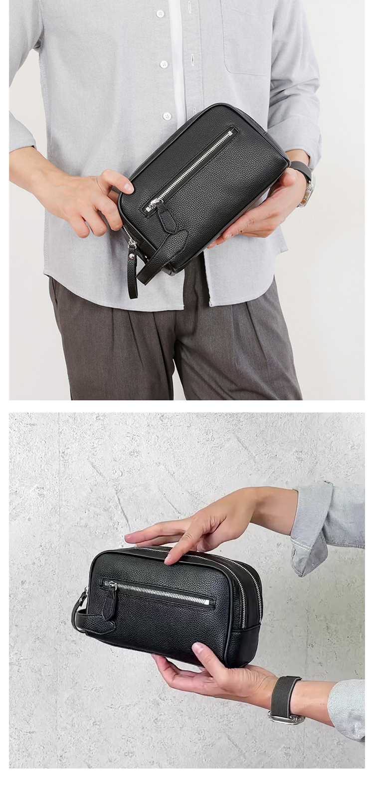 Whatna セカンドバッグ メンズ 2way pu レザー ボックス型ハンドバッグ  クラッチ 手持ち 手提げ 化粧 バッグフォーマル 結婚式 葬式 冠婚葬祭 パーティー バッグ-10