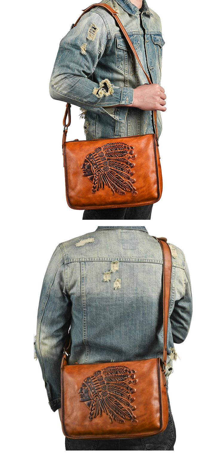 Whatna アンティーク風合い鞣し天 然 牛革 ショルダーバッグ メンズ  斜め掛けボディ胸バッグ A4サイズ収納可 肩掛け ビジネス 通勤 通学   大さめ メッセンジャーバッグ自転車 かばん男性用13817-9