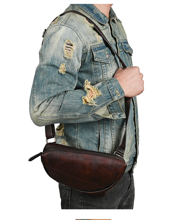 Whatnaアンティーク風合い鞣し天 然牛 革 斜めがけ ボディバッグ ワンショルダーメンズ 本革 厚手 レザー 17765-10