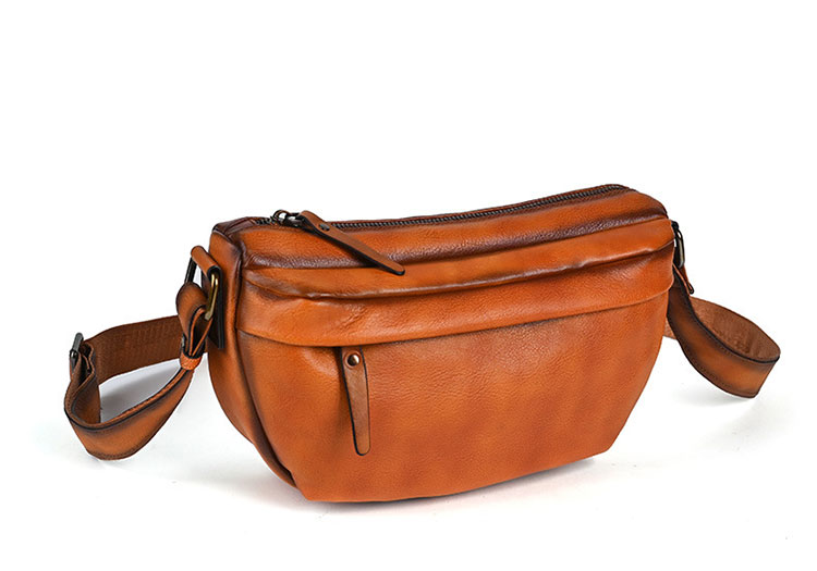 Whatnaアンティーク風合い鞣し天 然牛 革 斜めがけ ボディバッグ ワンショルダーメンズ 本革 厚手  レザー 7700-1
