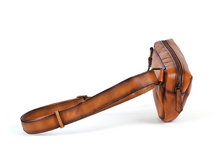 Whatnaアンティーク風合い鞣し天 然牛 革 斜めがけ ボディバッグ ワンショルダーメンズ 本革 厚手 レザー 17765-3