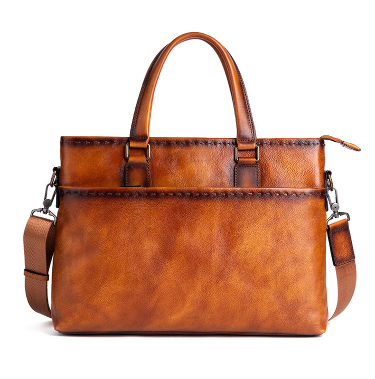 Whatnaアンティーク風合い鞣し天 然 牛革 ビジネスバッグ メンズ 3way手提げ 斜め掛け ショルダーバッグ 15インチPC収納可 A4大容量レトロ 高級感 通勤 通学 出張 仕事用 鞄 肩掛け 耐久性 おしゃれ プレゼント ギフト  13594-1