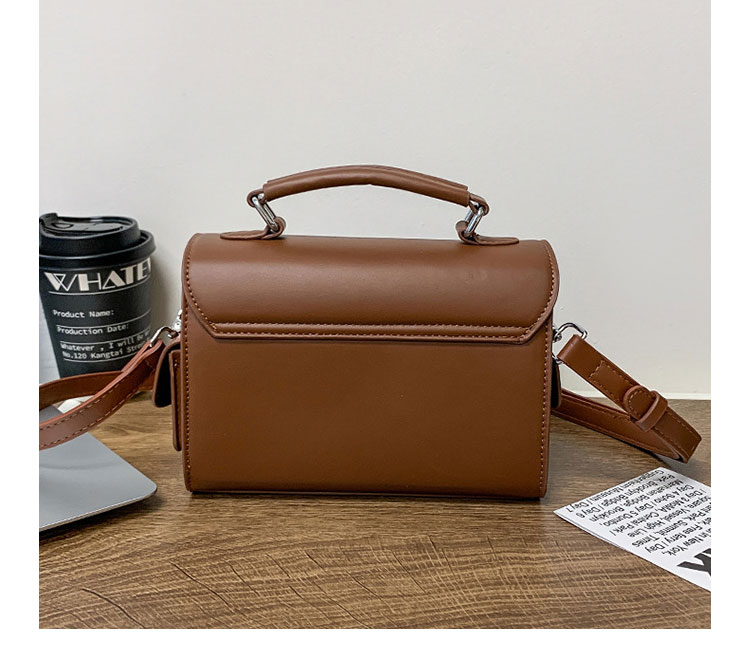 Whatna ショルダーバッグ メンズ ミニ 5way フラップ式 手提げ 手持ち 胸掛け 斜め掛け 肩掛け 取り外し可能ストラップ PUレザー21×14cm コンパクト ブラック/ブラウン 通勤 通学 旅行 カジュアル 鞄-5